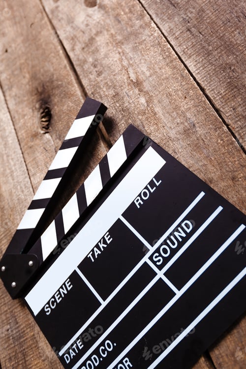Preview: photo of movie clapper on wood