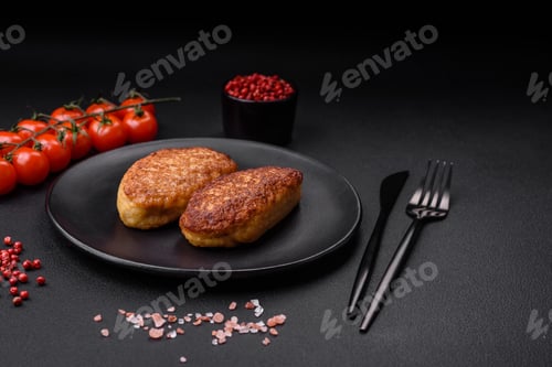 Preview: Delicious fried cutlets or meatballs from minced fish with spices and herbs