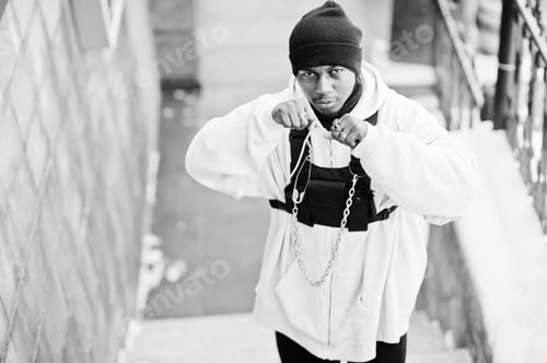Preview: Stylish urban style african american man in pink hoodie