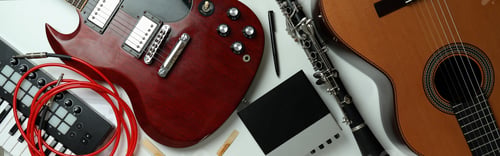 Preview: Set of different musical instruments on white background