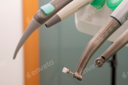 Preview: Dental instruments hanging in a dental clinic await use