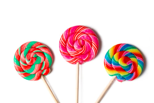 Preview: Colorful lollipop, colorful candies on a white background