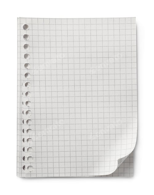 Preview: Checkered sheets of paper on white background, top view