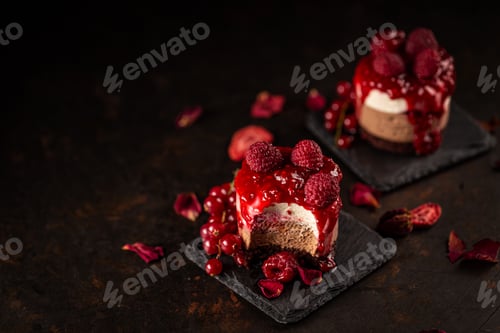 Raspberry Chocolate Dessert Cake with Red Currants