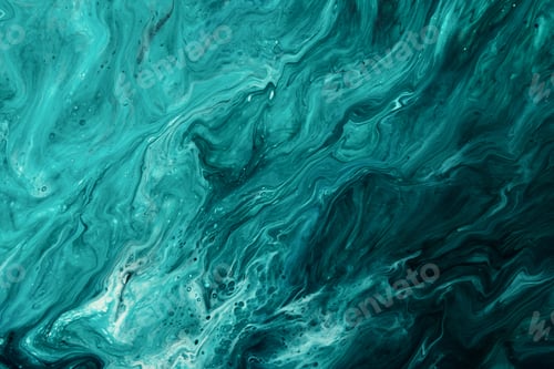 Preview: Fluid Art. Liquid dark turquoise abstract drips and wave. Marble effect background or texture