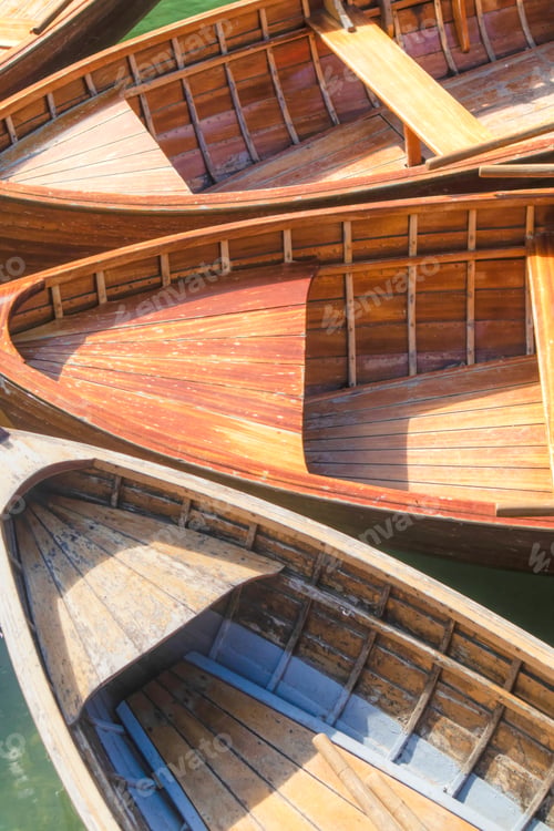 Preview: Boats made available to tourists on Lake Braies Dolomites Italy