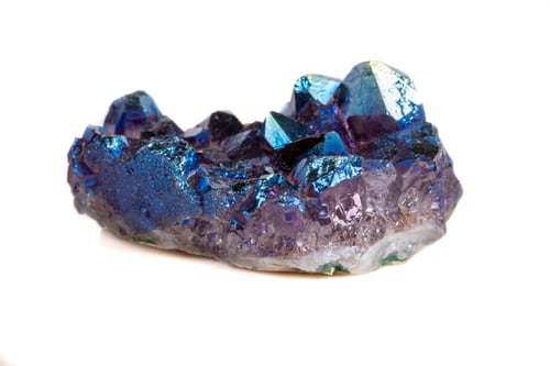 Preview: Macro mineral stone Titanium Quartz, Flame Aura Quartz on a white background