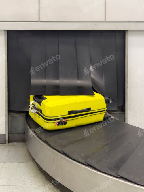 Preview: Suitcase on Baggage Claim Conveyor Belt