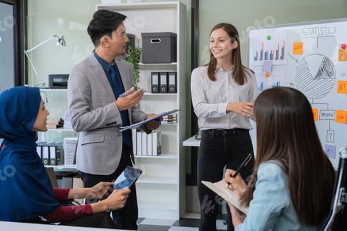 Preview: business people working as a good team in the office. Successful teamwork in a meeting