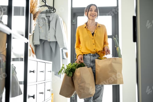 Preview: Woman comes home with bags full of fresh groceries