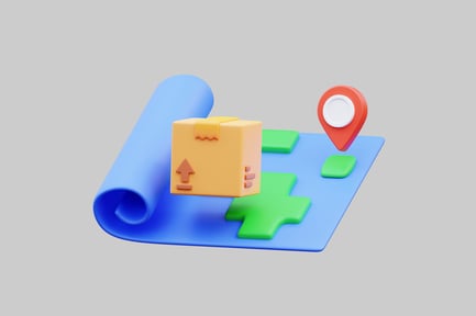Preview: Map with package and location pin