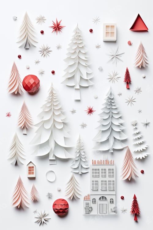 Preview: Flat lay christmas paper ornaments