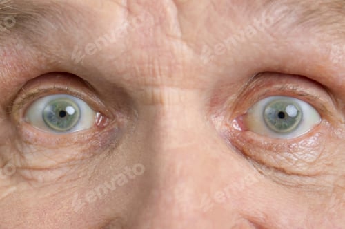 Preview: Excited widely opened grandpa eyes.