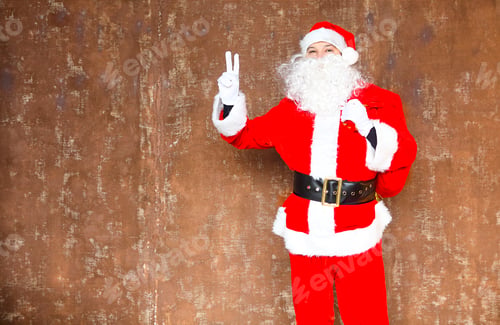 Preview: Santa Claus walking with the bag of the presents