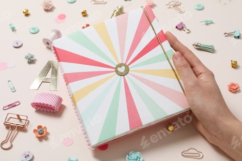 Preview: Concept of scrapbooking, scrapbooking for holiday, hobby concept