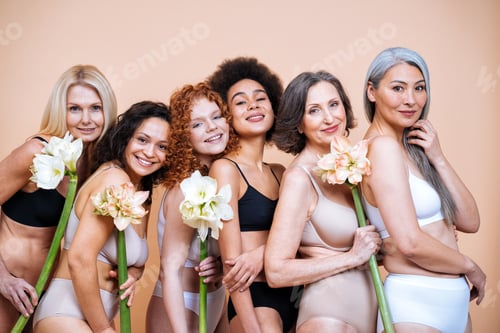 Preview: Beauty image of a group of women with different age, skin and body