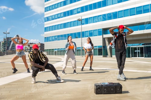Preview: Hip hop crew dancing outdoors