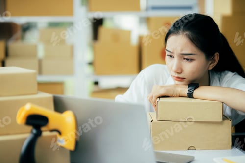 Preview: Online businesss owner tired and stress about business problem cannot sell.