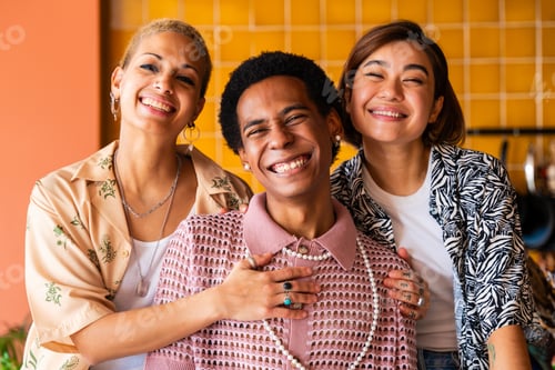 Preview: Group of friends bonding at home, LGBTQ and diversity concepts