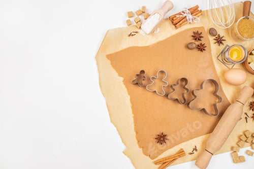 Preview: christmas baking with Flour, brown sugar, eggs and spices. christmas cookies Christmas and New Year