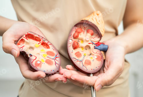 Preview: Chronic kidney disease, Asian woman with model for treatment urinary