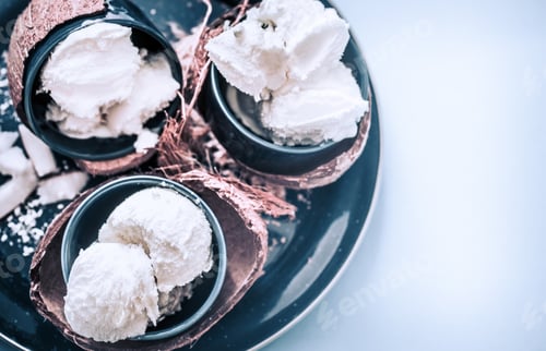 Preview: coconut ice cream on a blue background