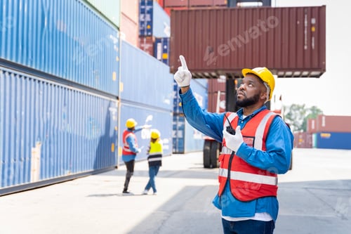 Preview: male engineers in a container shipping company Consulting