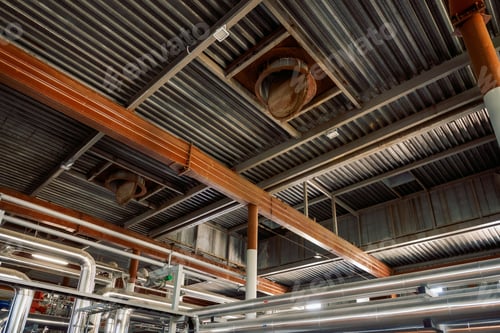 Preview: View of wood chips boiler house heating system
