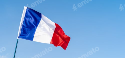 Preview: Flag of France waving in the wind in the sky