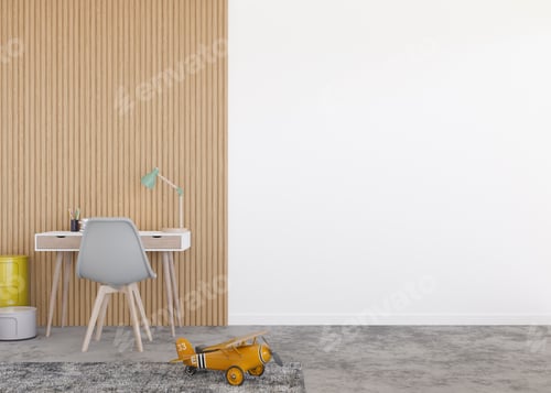Preview: Modern Interior with Child's Desk and Toy Airplane