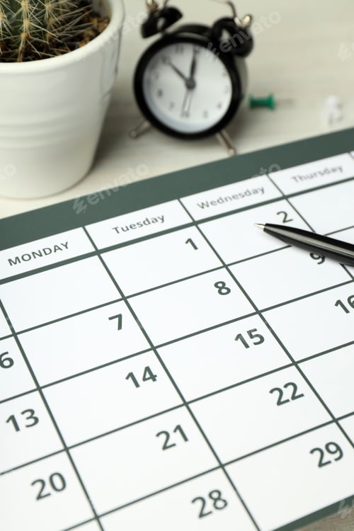 Preview: Concept of event planning and work planning, close up