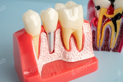 Preview: Dental implant, artificial tooth roots into jaw, root canal of dental treatment, gum disease, teeth