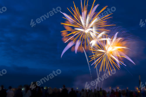 Preview: Beautiful colorful fireworks in the night sky - perfect for a background
