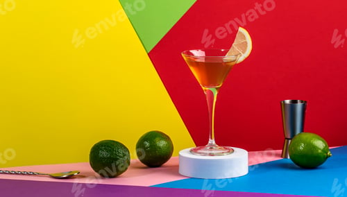 Preview: Yellow bird cocktail with white rum, liquor and lime juice in martini glass