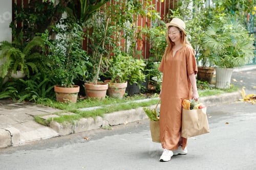 Preview: Woman walking home from market