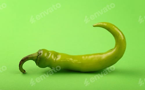Preview: One jalapeno hot chili pepper close up on green