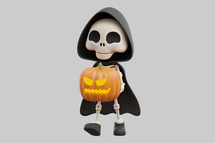 Preview: Cartoon grim reaper with pumpkin