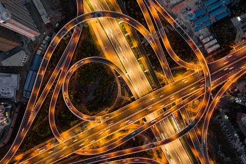 Preview: Aerial view of the viaduct on Optics Valley Avenue, Wuhan, China