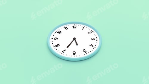 Preview: Green wall clock on a green background. Time concept. 3D rendering. Top View of a green wall clock i