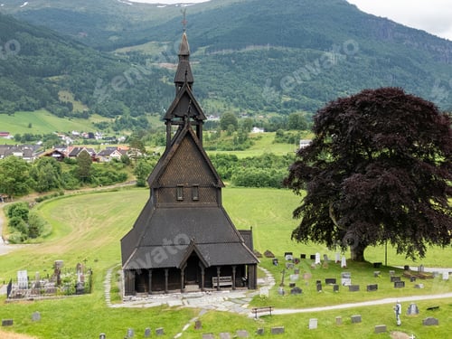 Preview: typical church in Norway captured with drone