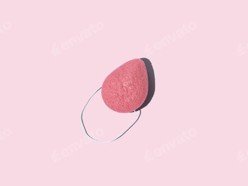 Preview: Eco natural konjac sponge for face and body washing, zero waste sustainable product on pink
