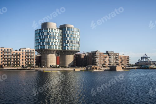Preview: Beautiful view of The Portland Towers by the water captured in Copenhagen, Denmark
