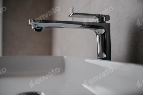 Preview: Closeup shot fo a shiny faucet
