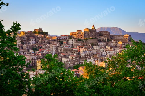 Preview: Scenic sunset view of Castiglione di Sicilia village, Sicily