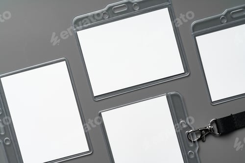 Preview: Blank badges on gray background copy space