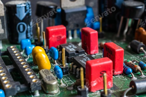 Preview: Closeup of electronic circuit board or PCB printed circuit board