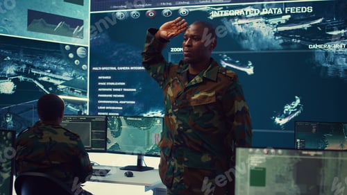 Preview: Military officer presenting the official custom salute etiquette