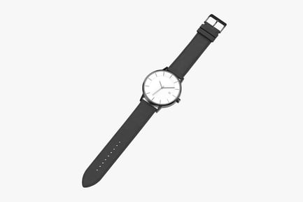 Preview: Minimalist Watch with Leather Band: Black & Brown Poses