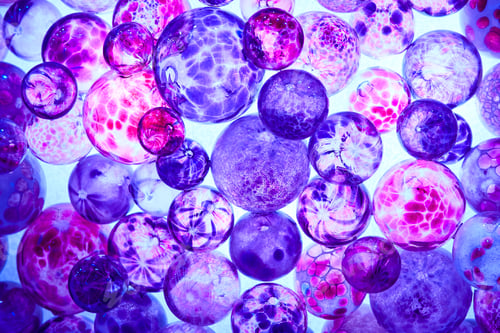 Preview: Psychedelic background with spheres in veri peri trendi color.