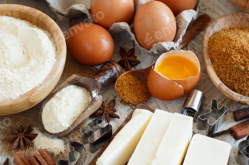 Preview: Ingredients and utensils for baking cookies